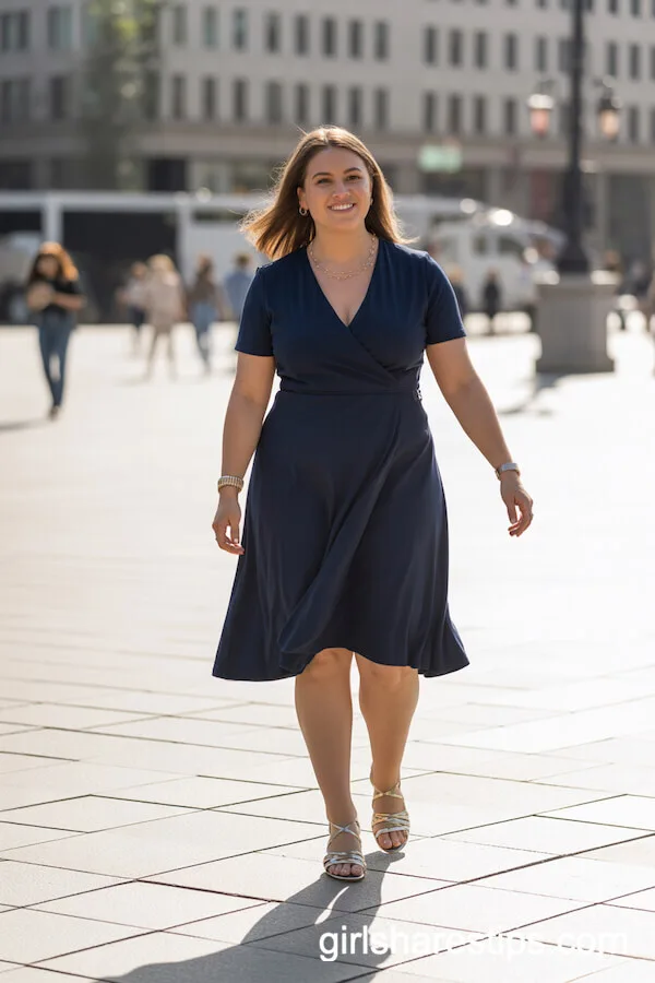 Navy Wrap Dress for Effortless Professional Flair