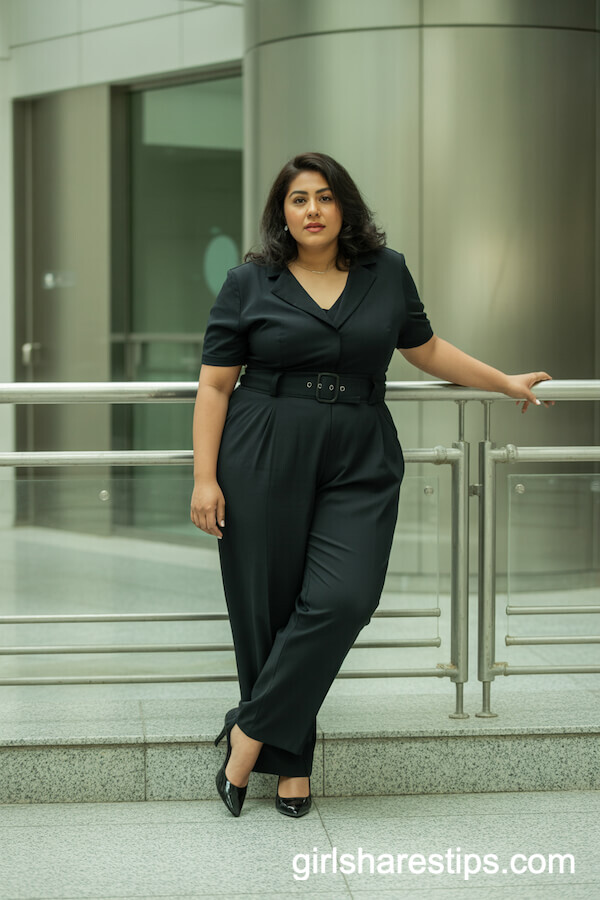 Tailored Black Jumpsuit for a Sleek Plus-Size Statement