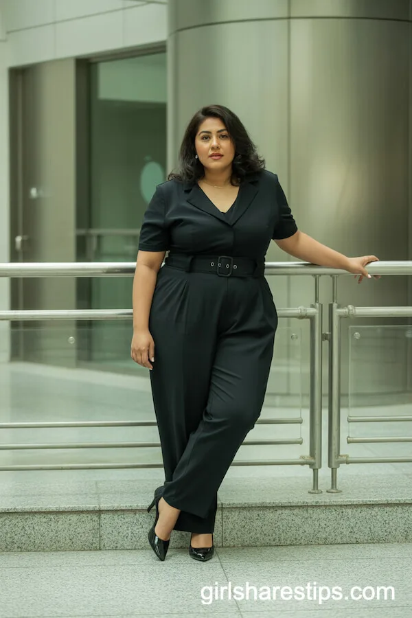 Tailored Black Jumpsuit for a Sleek Plus-Size Statement