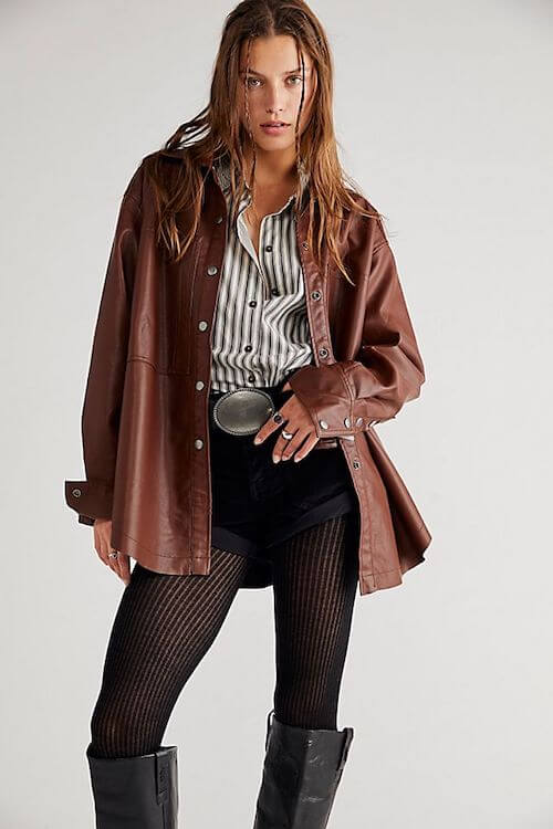 how to wear a brown leather jacket