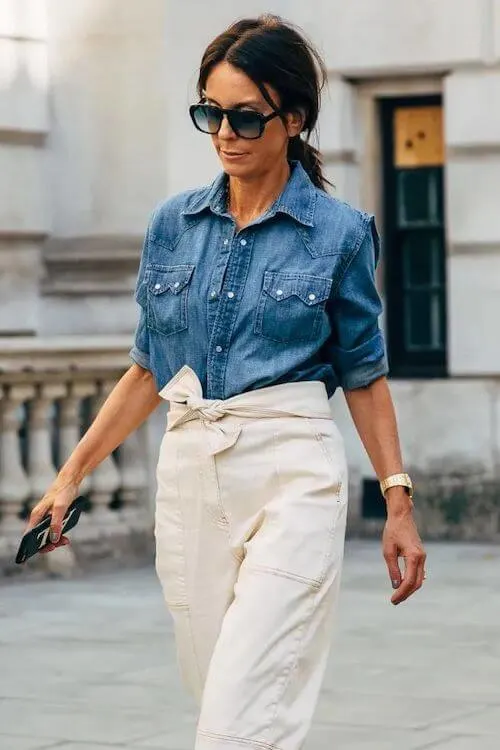 how to wear a denim shirt female