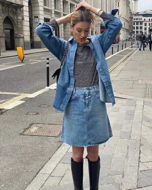 how to wear a denim shirt female