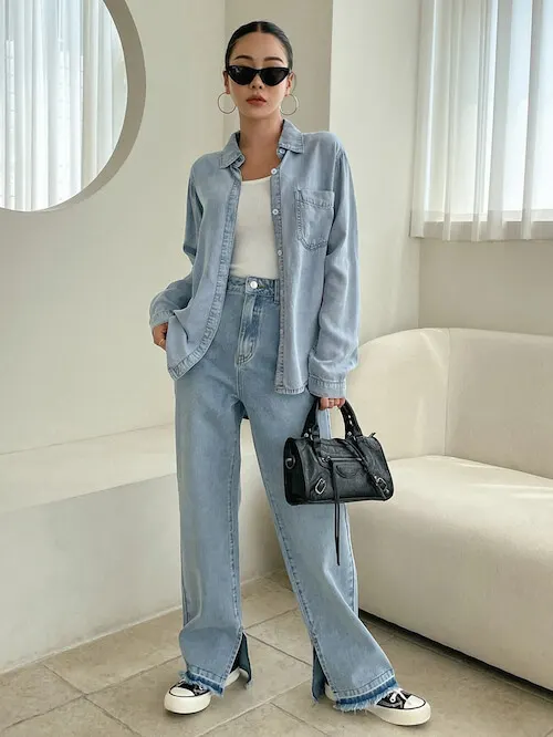 denim shirt outfit ideas female