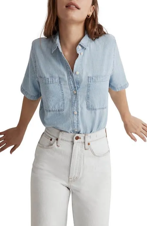 denim shirt outfit ideas female