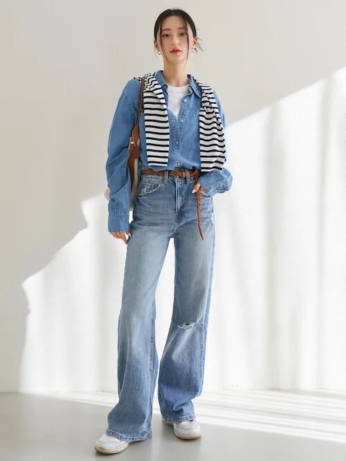 denim shirt outfit ideas female