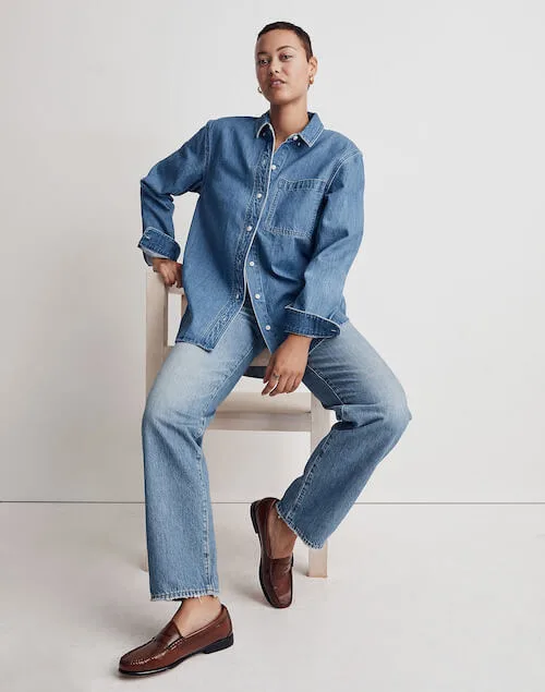 how to style oversized denim shirt for women