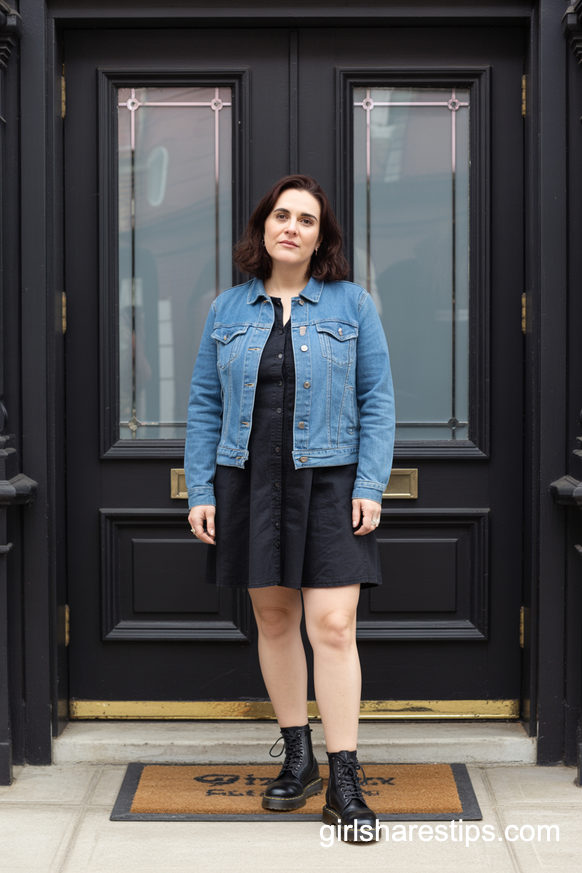Denim Jacket And Little Black Dress Weekend Look