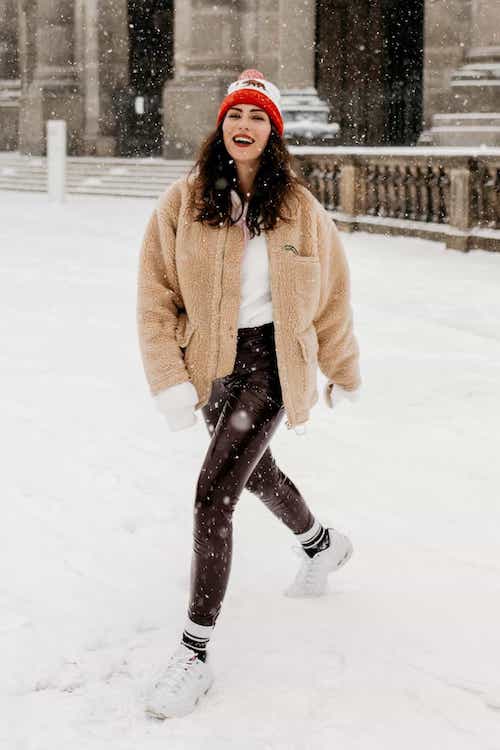 how to wear leather leggings in winter