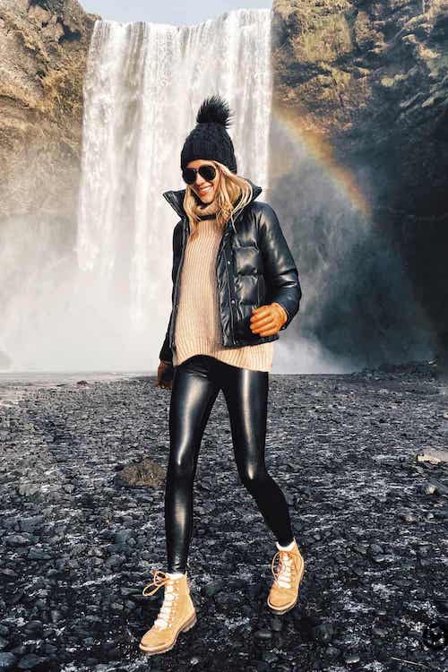 how to wear leather leggings in winter