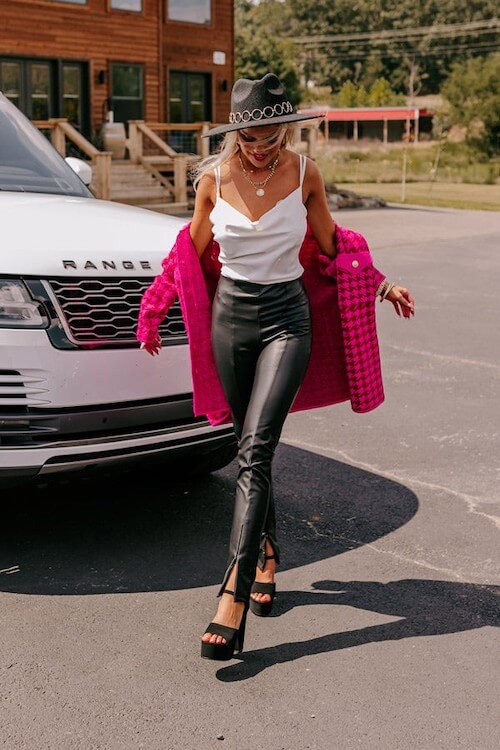how to wear leather leggings