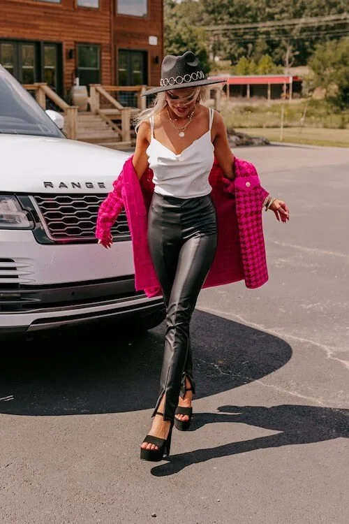 how to wear leather leggings