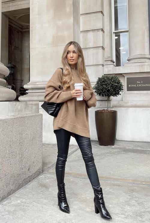 how to wear leather leggings with boots
