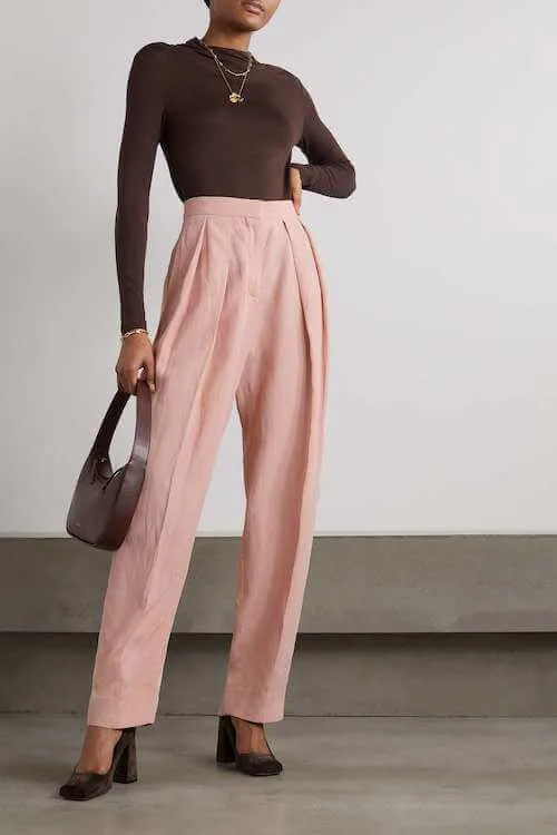how to wear pink linen pants