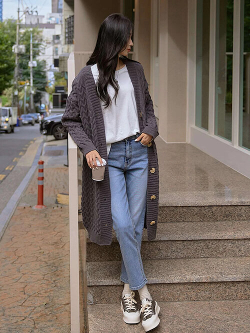 how to wear long cardigan