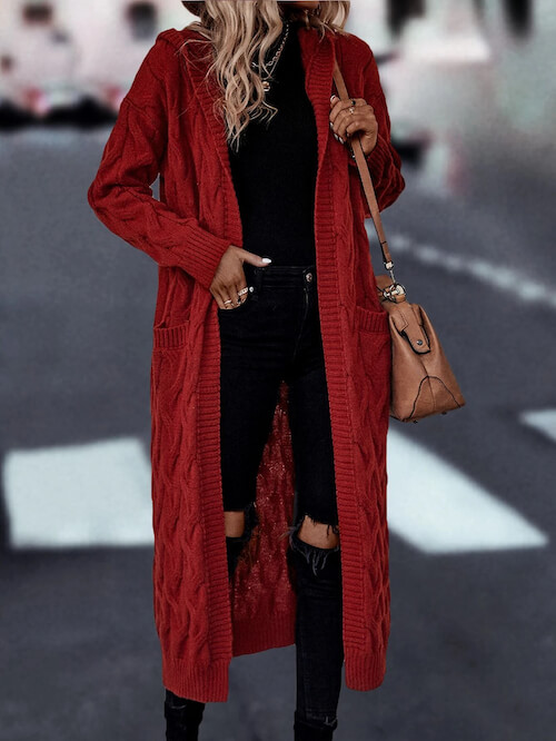 red long cardigan outfit ideas