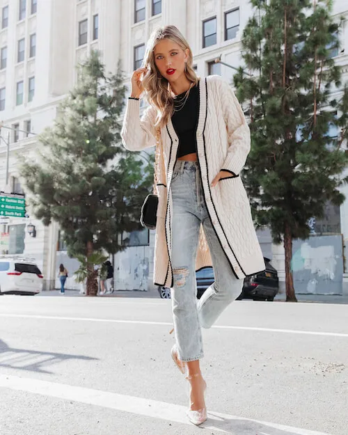 what to wear with long cardigan