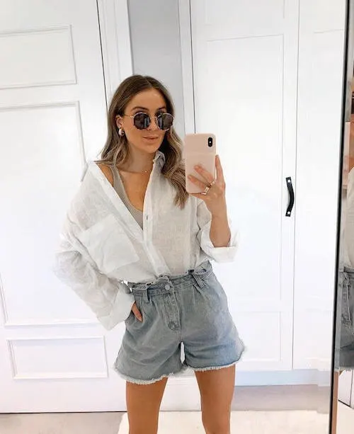 jean shorts outfit