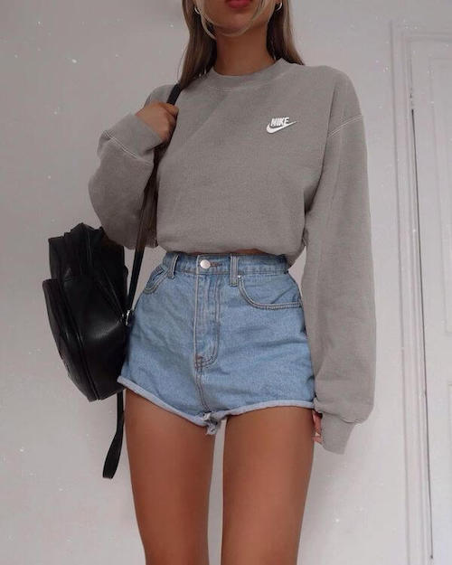 jean shorts outfit