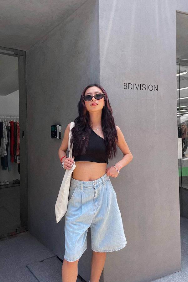 jorts outfit ideas women