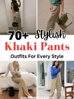 khaki pants outfit ideas collage