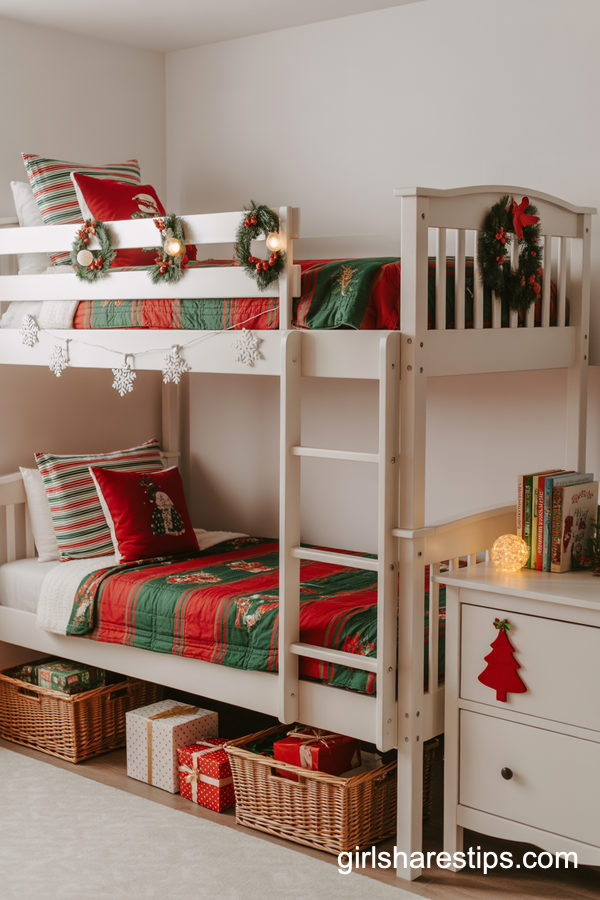 Festive Bunk Bed Christmas Bedroom For Sibling Sleepovers