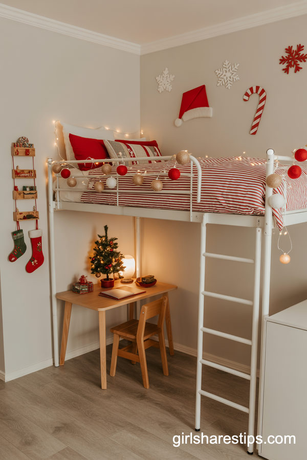 Space-Saving Christmas Loft Bed Bedroom In A Small Apartment