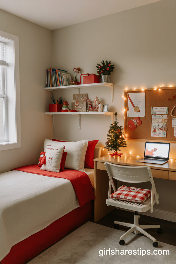 Functional Kids Christmas Bedroom With Study Space