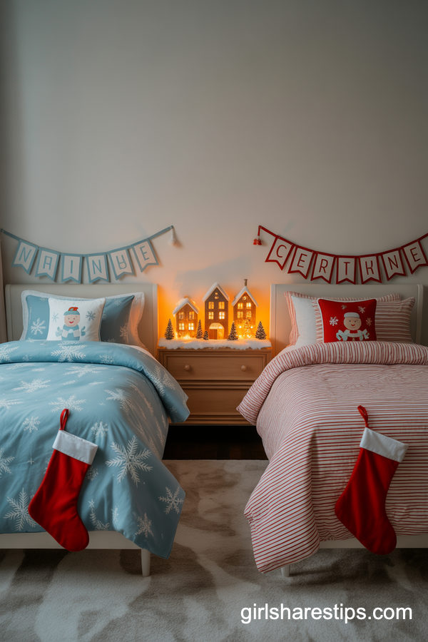 Brother And Sister Shared Christmas Bedroom With Personalized Style