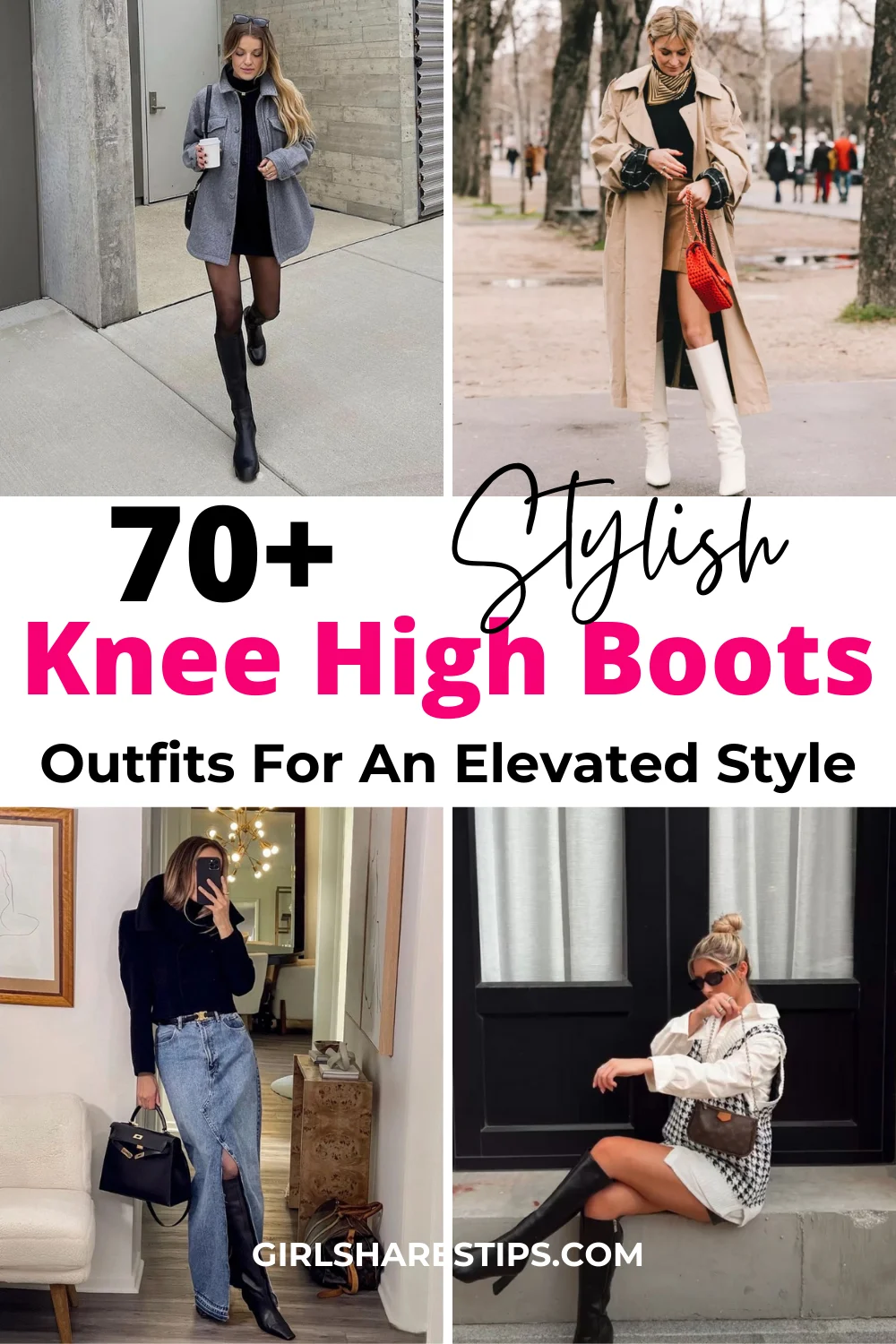 stylish knee high boots outfit ideas collage