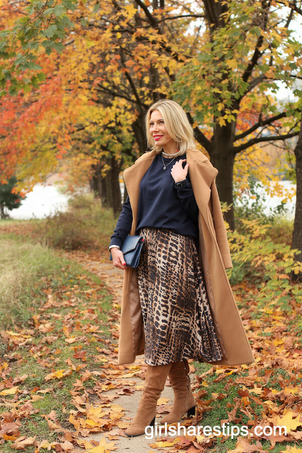 Camel Coat and Leopard Skirt Fall Blogger Style