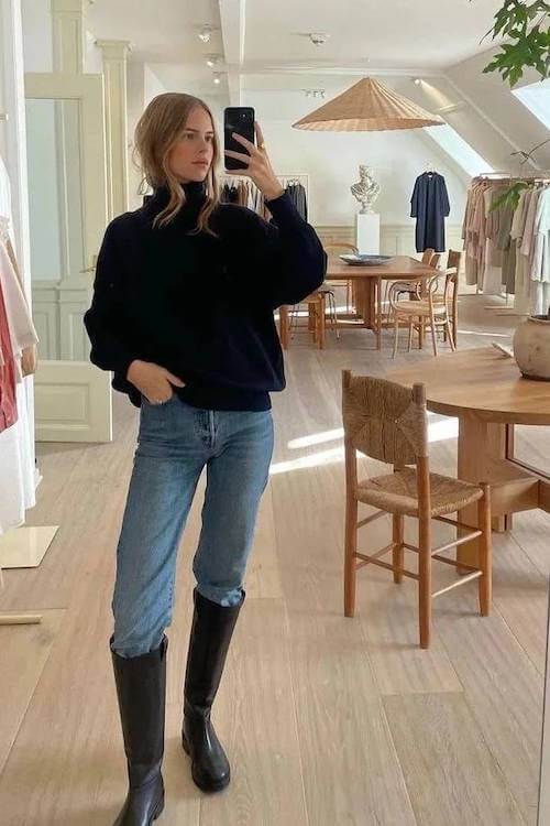 knee high boots outfit woman