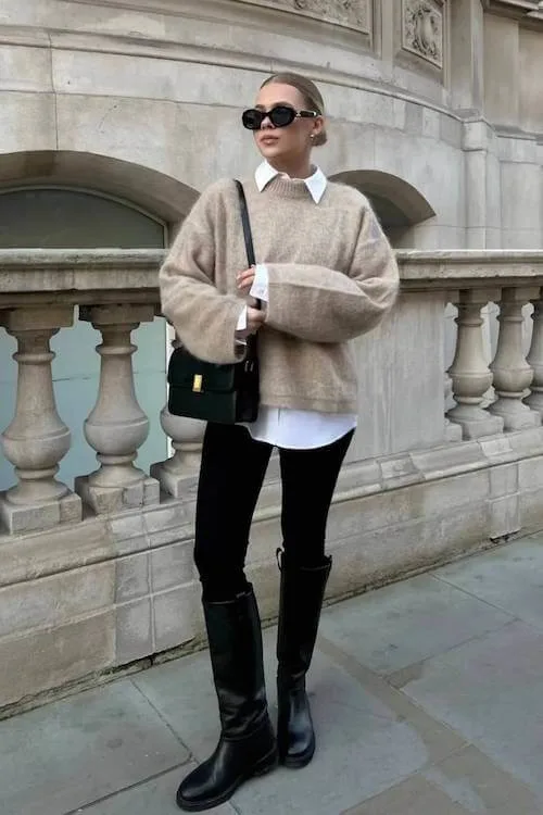 knee high boots outfit woman