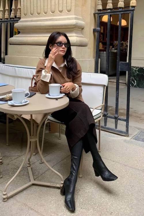knee high boots outfit woman