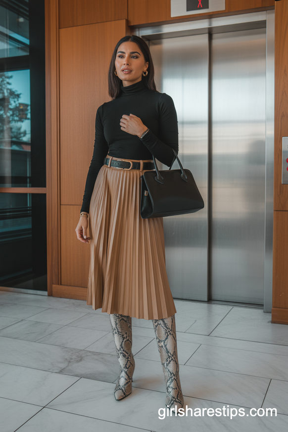 knee high boots work outfit