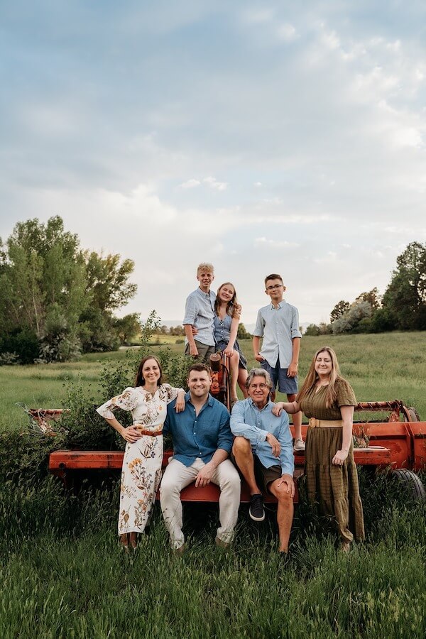 Classic Blue and Green Family Outfits