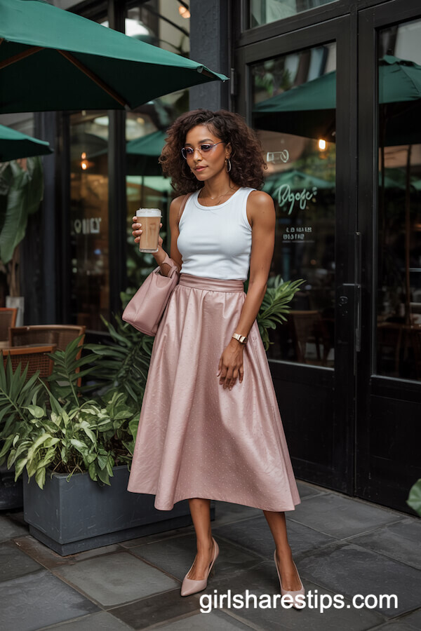 Pastel Midi Skirt and Tank Combo