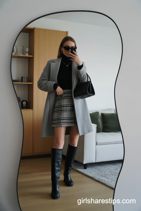 Gray Wool Coat And Tweed Mini For Chilly Class Transitions