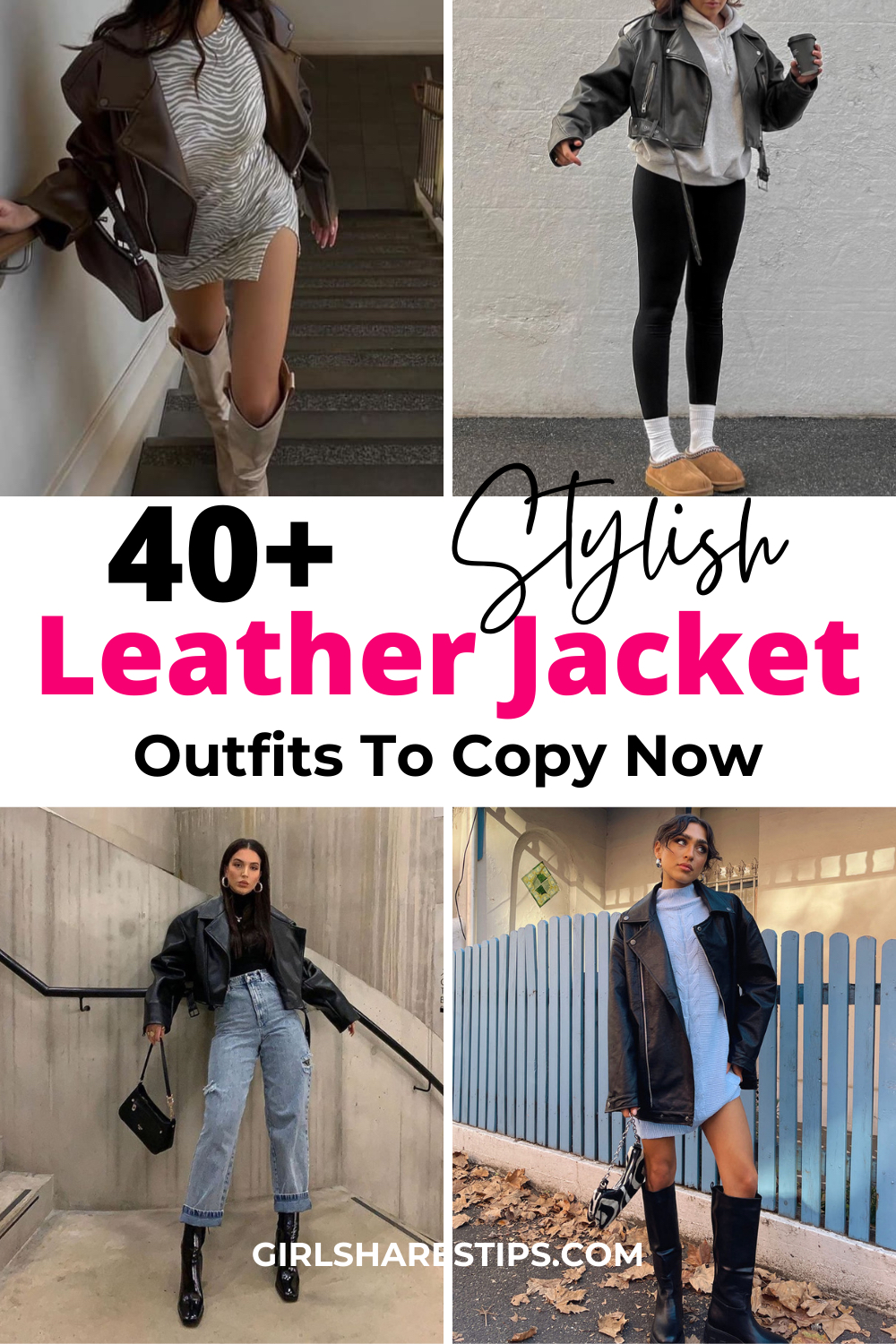 leather jacket outfit ideas collage