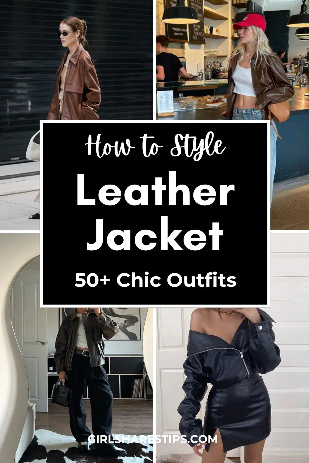 leather jacket outfit ideas collage