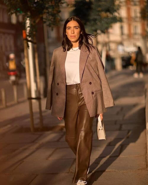 Mango faux leather pants in brown | ASOS