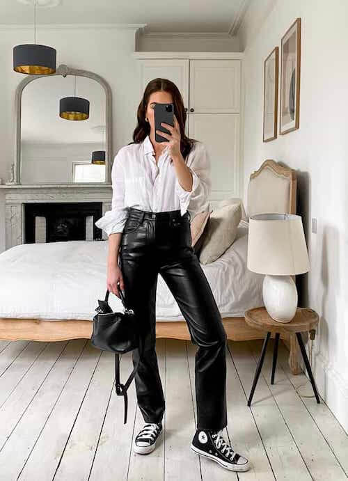 90 Chic Leather Pants Outfits 2023 What To Wear With Leather Pants To  Style The Latest Trend  Girl Shares Tips