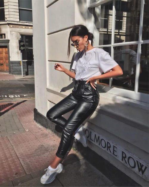 leather jogger pants outfits