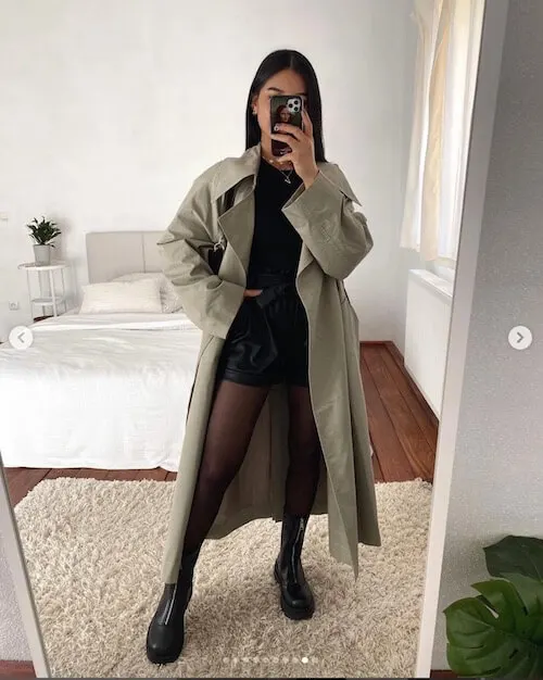 leather shorts outfit