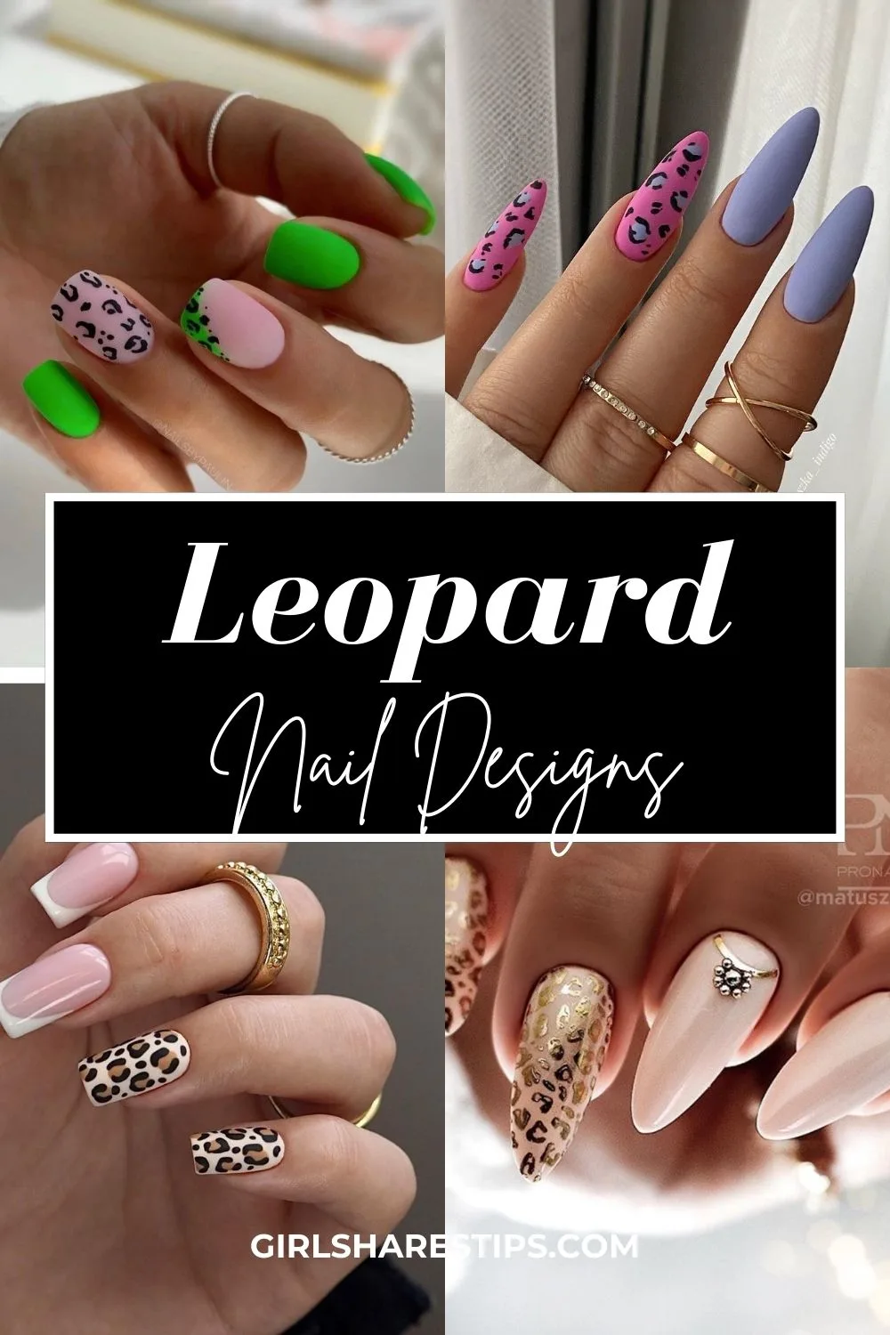 leopard nails collage