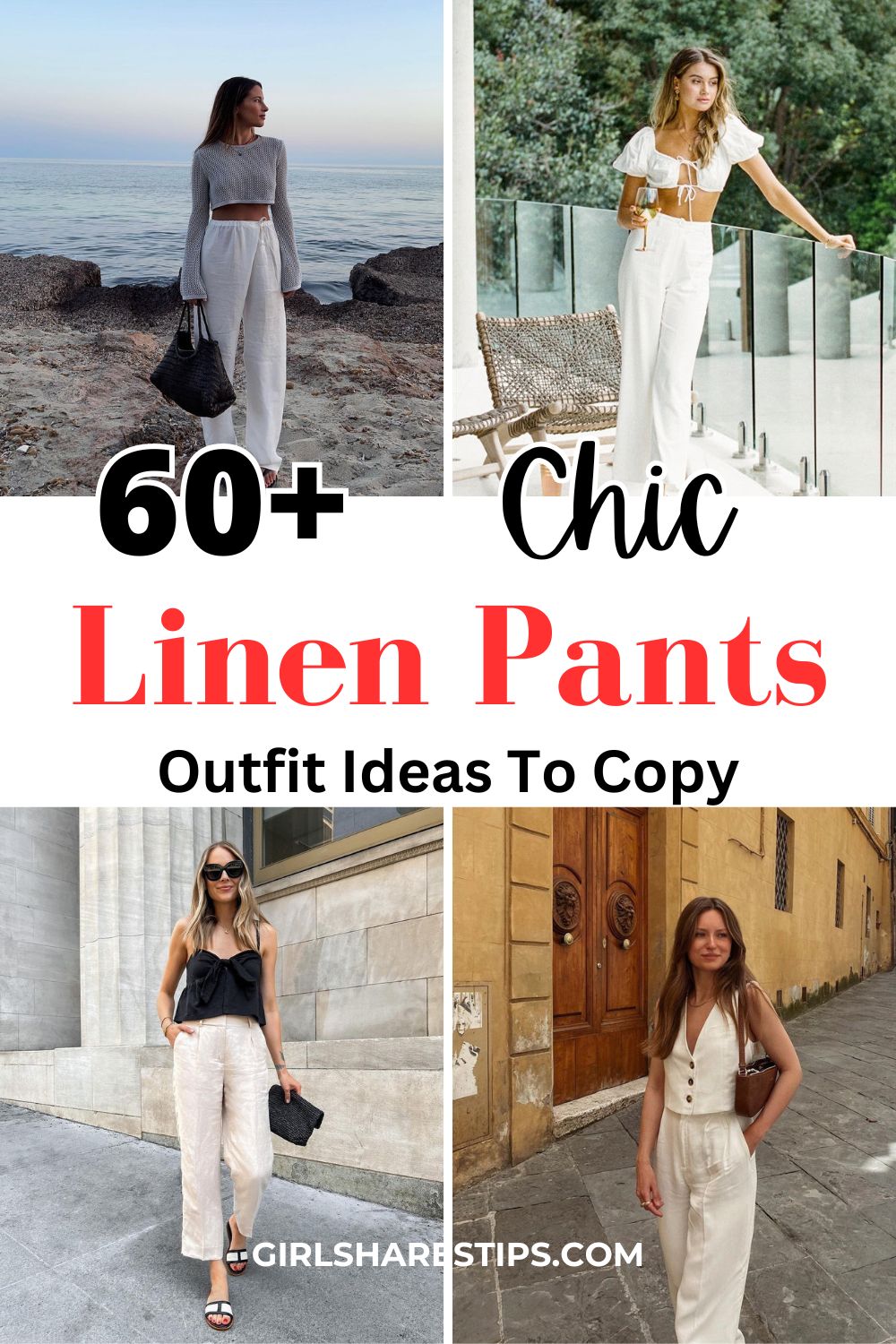 linen pants outfit ideas collage