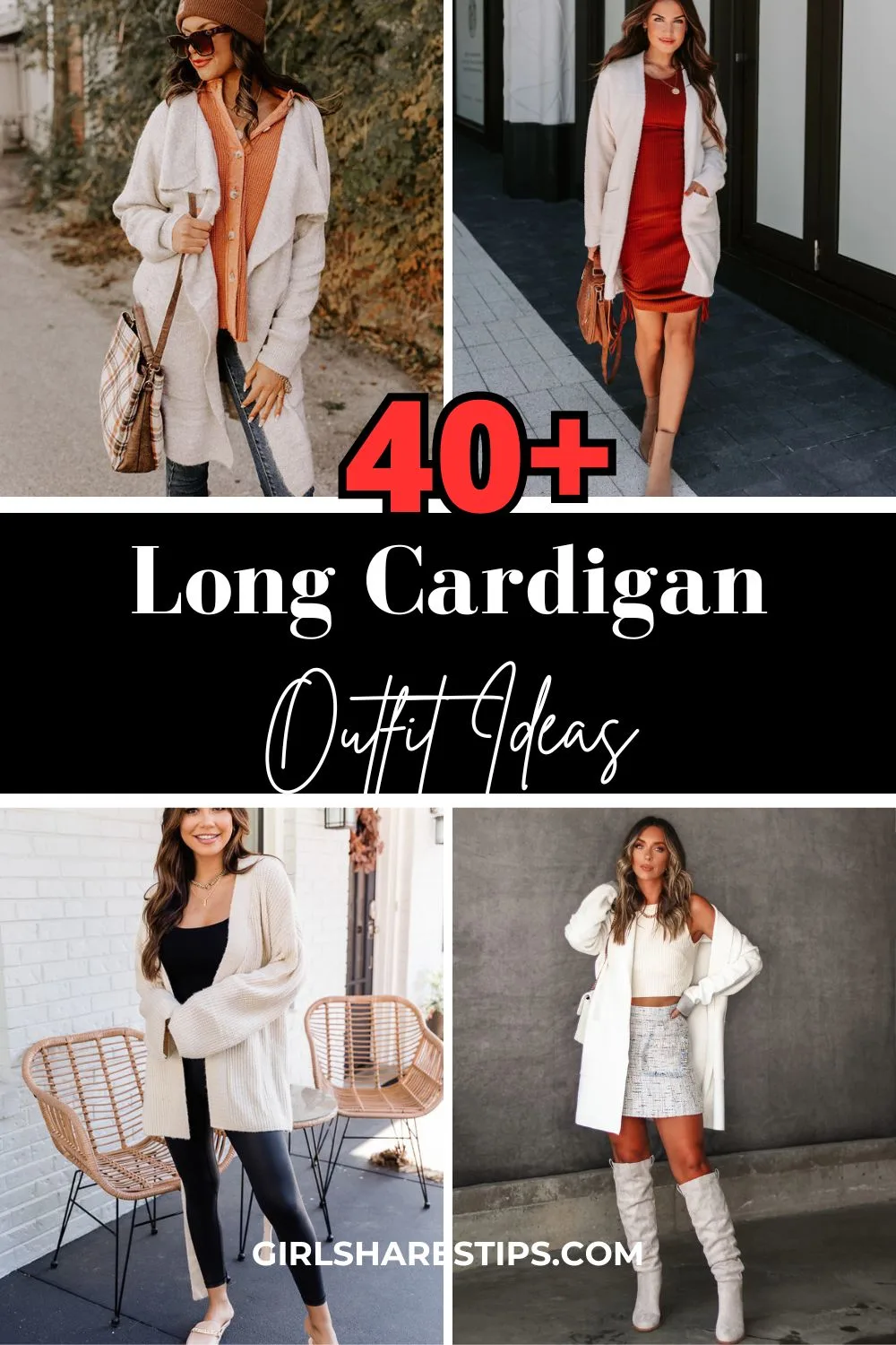 long cardigan outfit ideas collage