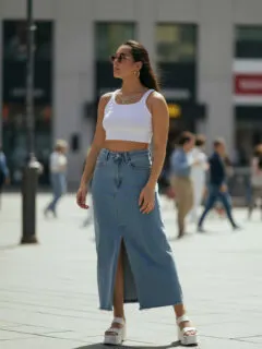 long jean skirt outfits