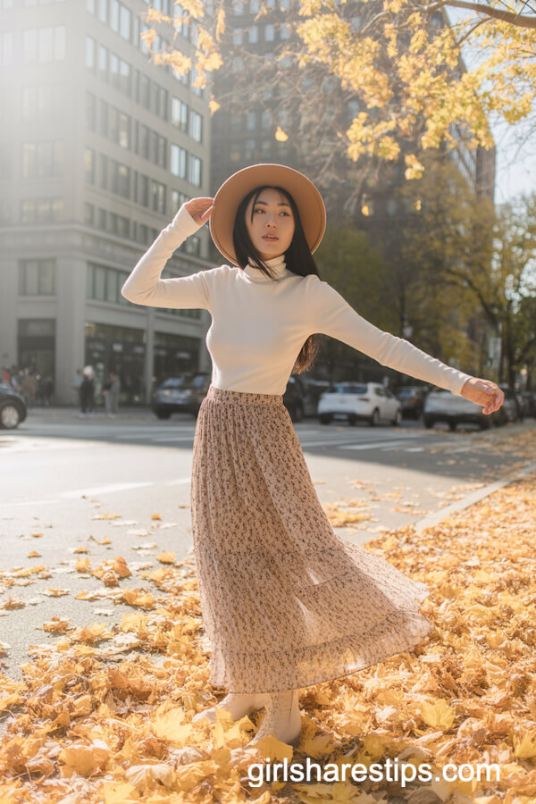 Boho Print Maxi Skirt with Wide-Brim Hat