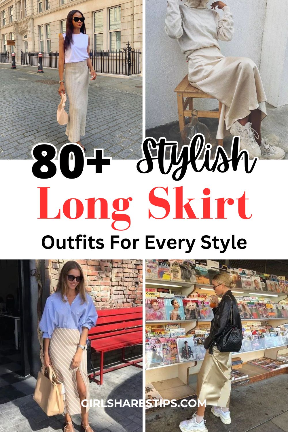 long skirt outfit ideas women collage