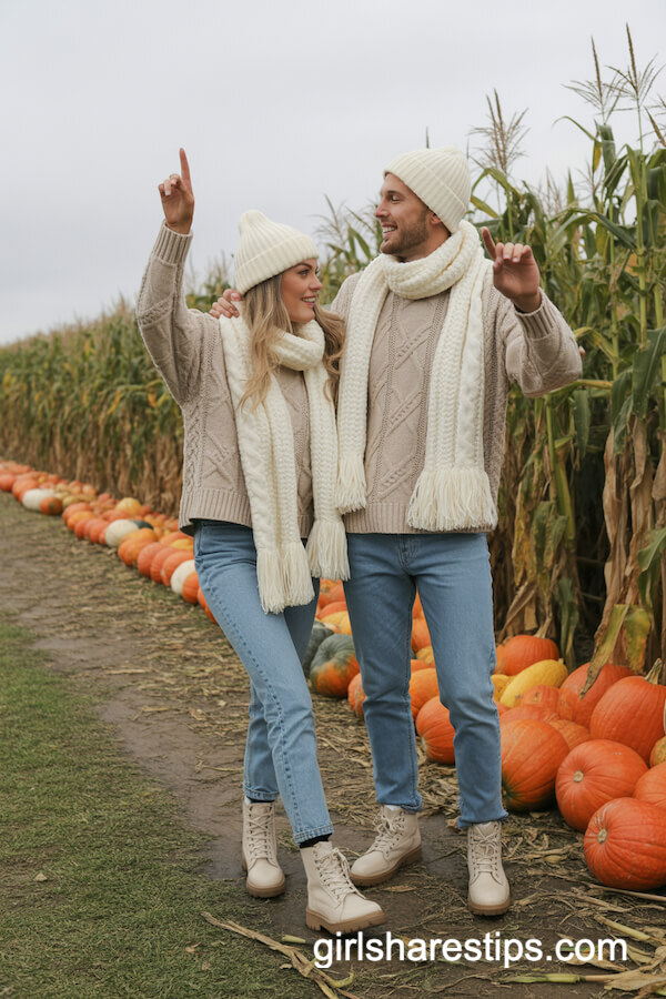 Chunky knit scarves cozy sweaters